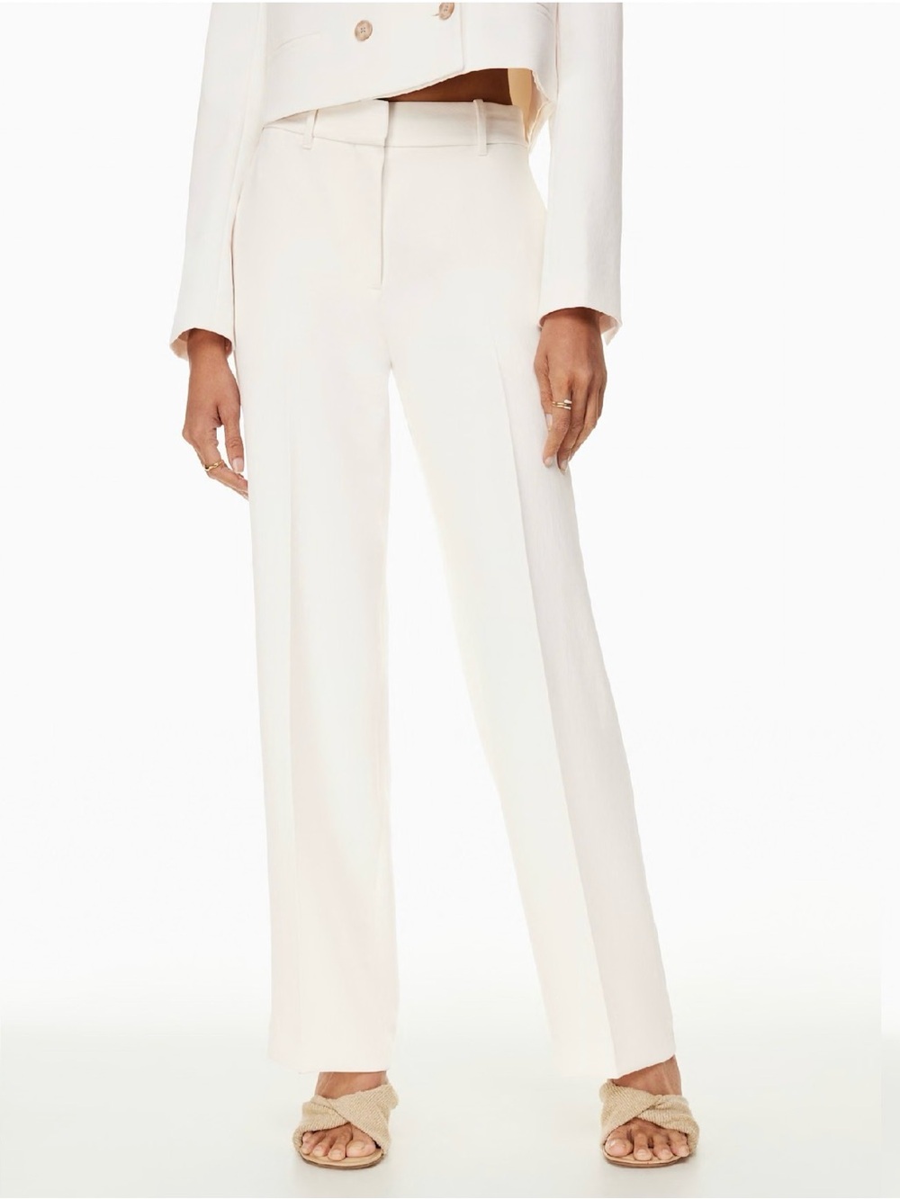 Aritzia Wilfred Author Light Birch White Pant High-Rise Wide-Leg Trousers 4